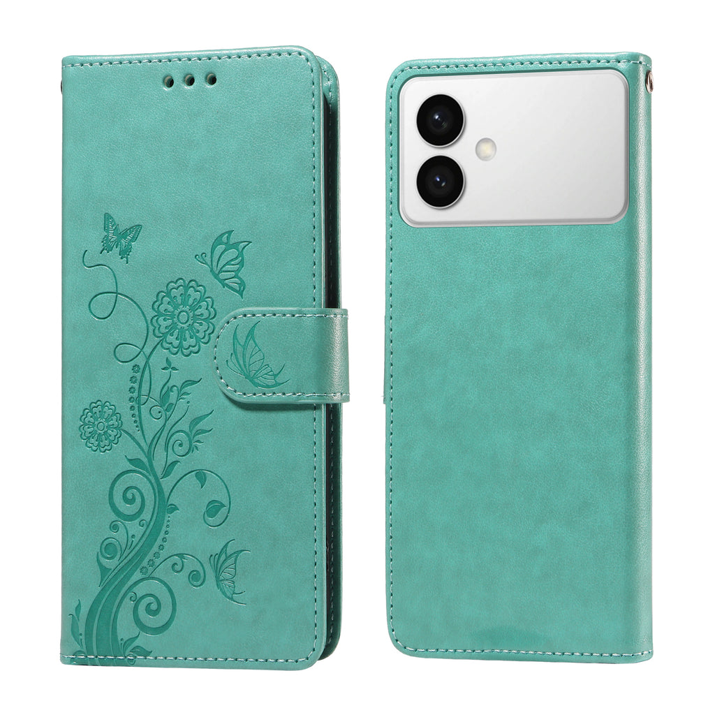 For Samsung Galaxy S26 Edge Leather Case Butterfly Floral Imprint Wallet Stand Cover