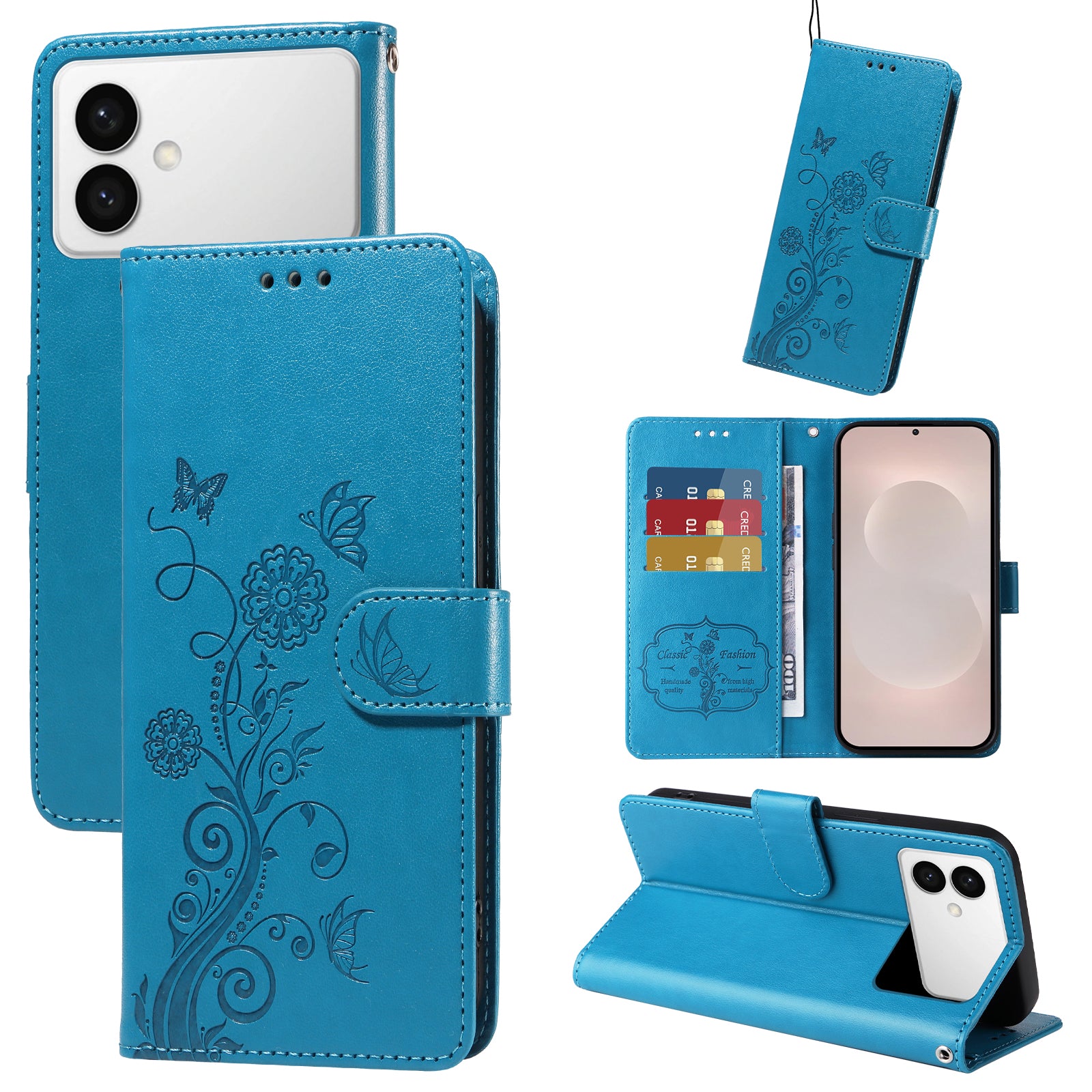 For Samsung Galaxy S26 Edge Leather Case Butterfly Floral Imprint Wallet Stand Cover