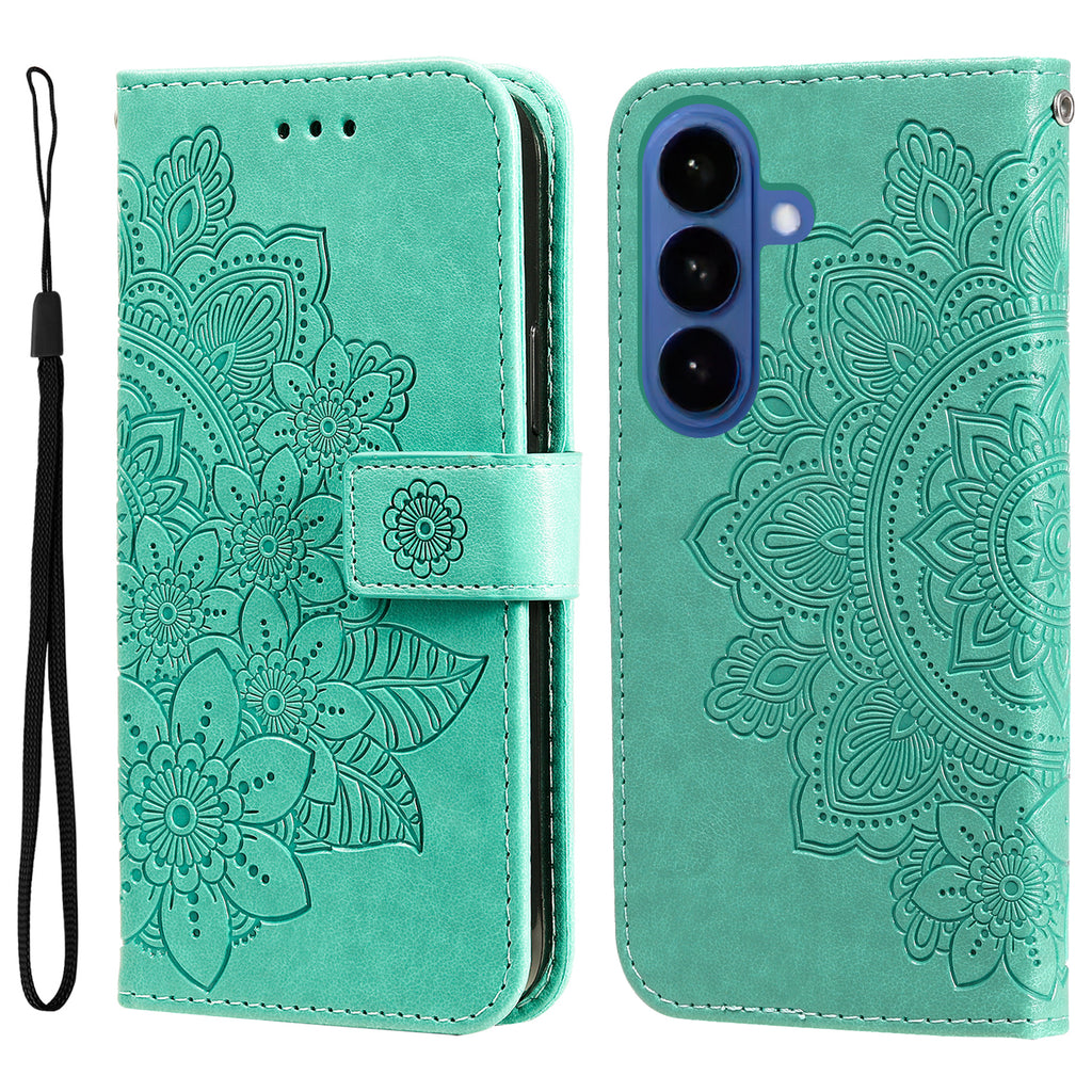 Funda tipo cartera con soporte y estampado floral de piel sintética para Samsung Galaxy S26 / S26 Pro