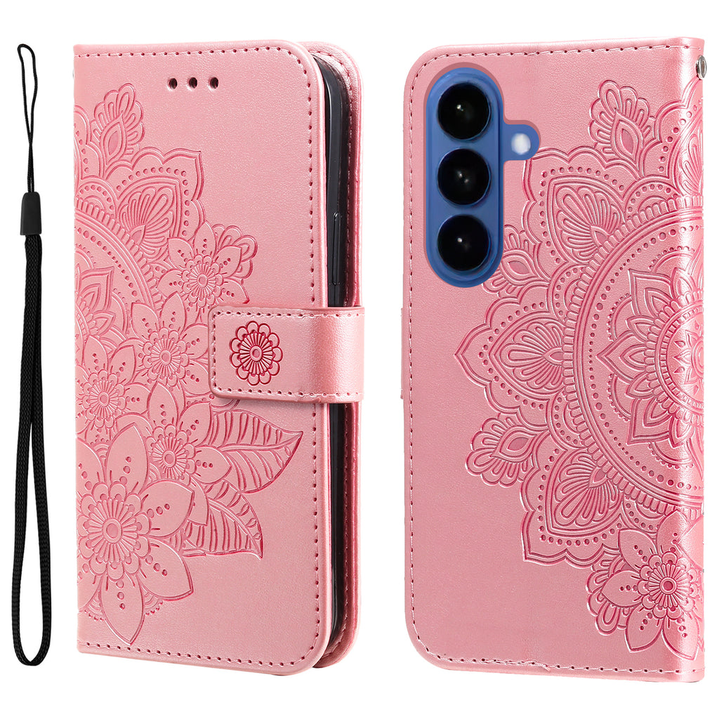 Funda tipo cartera con soporte y estampado floral de piel sintética para Samsung Galaxy S26 / S26 Pro