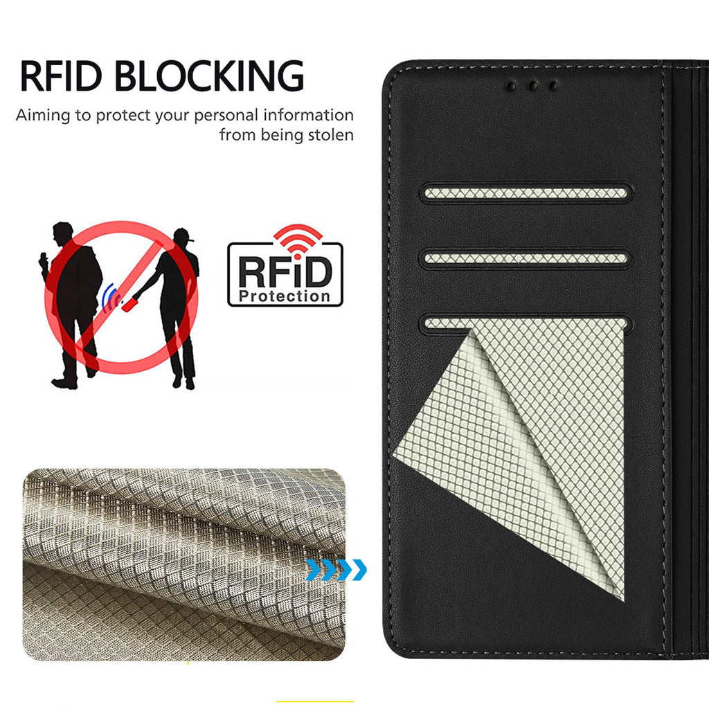 For Samsung Galaxy S26 Ultra Case Imprinted Honeycomb RFID Blocking Leather Phone Cover with Strap