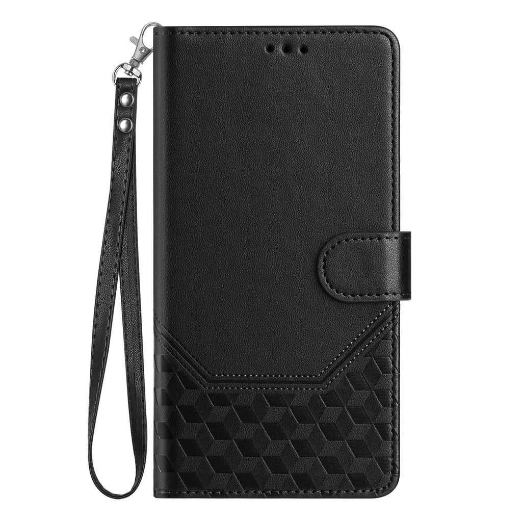 For Samsung Galaxy S26 Ultra Case Imprinted Honeycomb RFID Blocking Leather Phone Cover with Strap