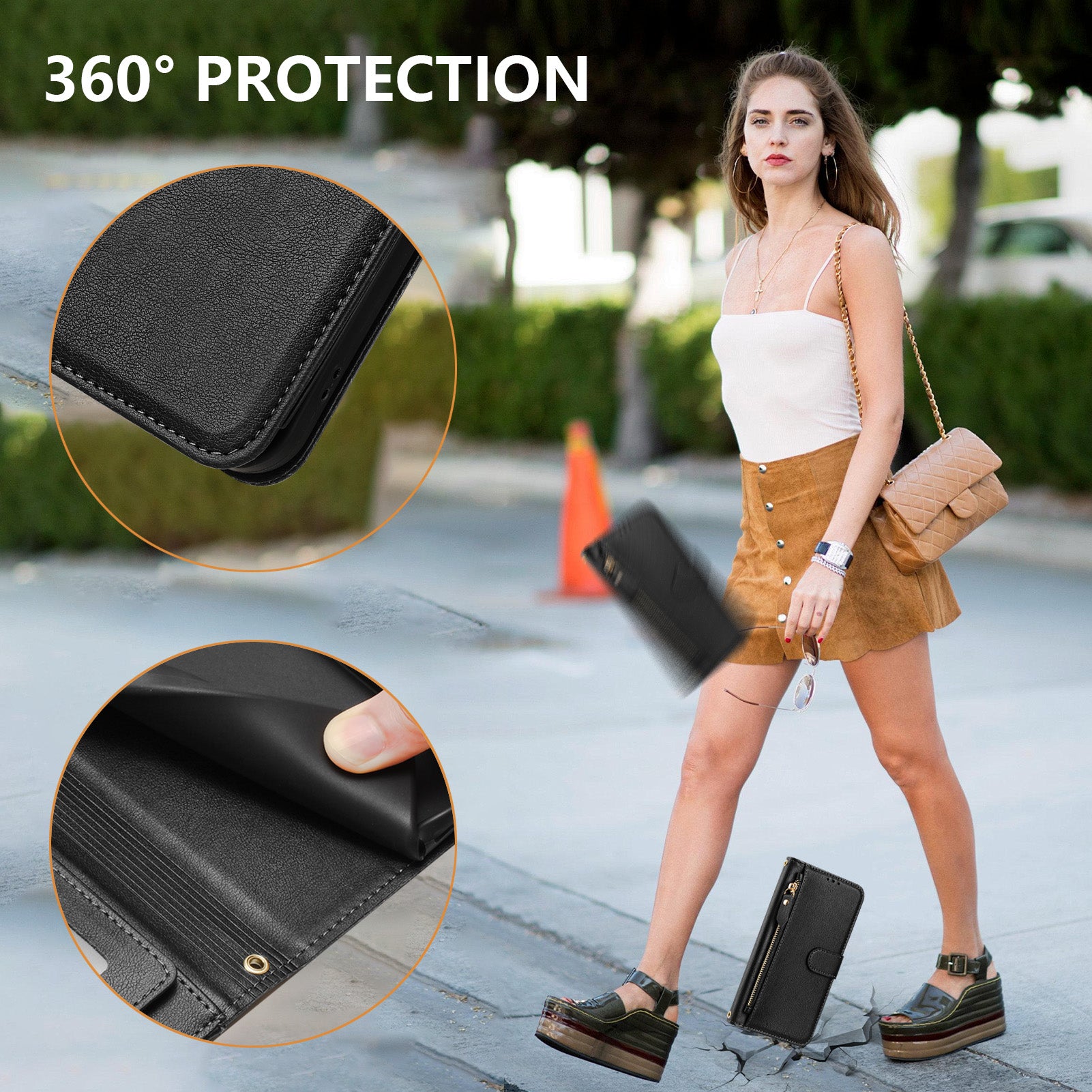 For Sony Xperia 10 VII Case Zipper Pocket Multiple Card Slots Leather Phone Cover