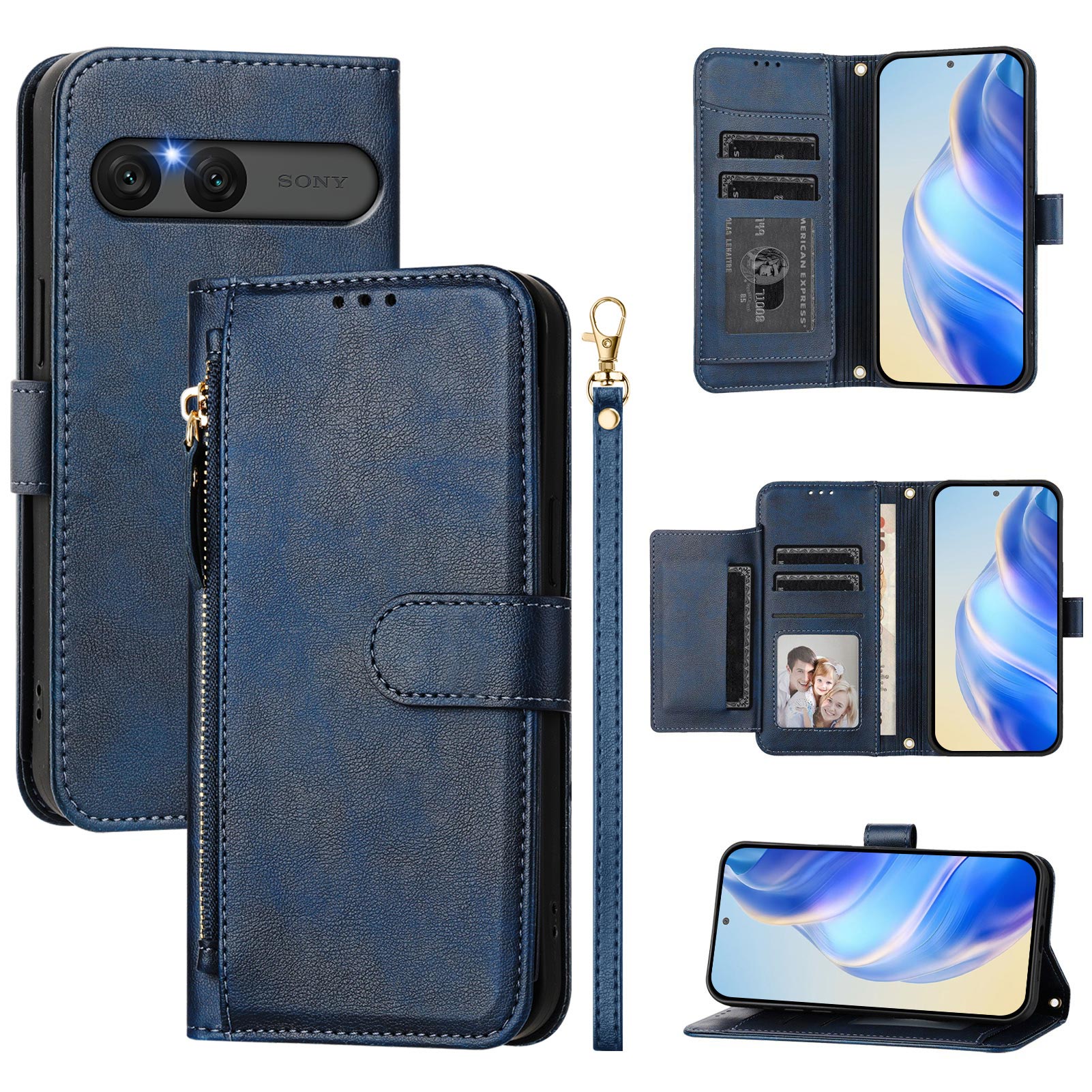 For Sony Xperia 10 VII Case Zipper Pocket Multiple Card Slots Leather Phone Cover