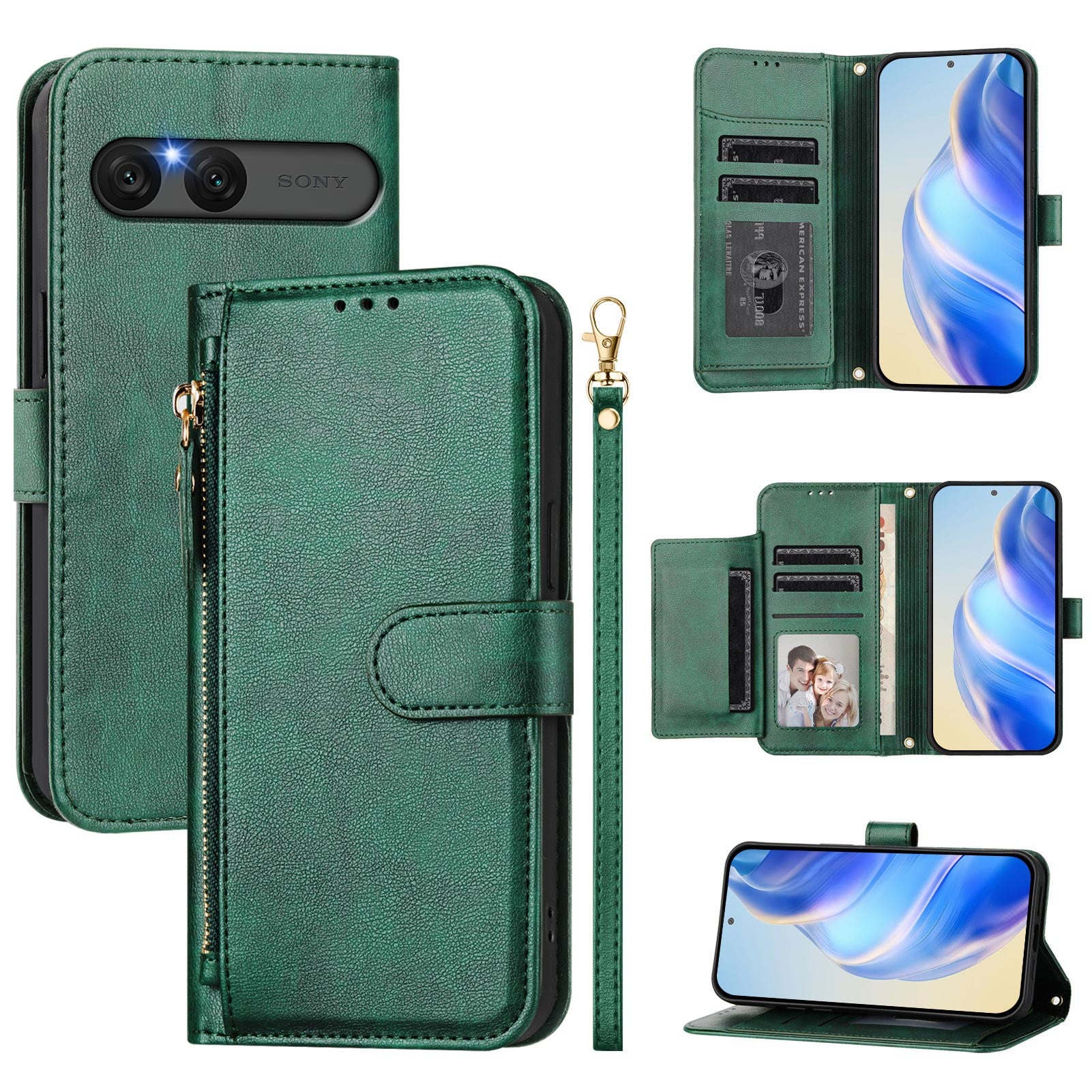 For Sony Xperia 10 VII Case Zipper Pocket Multiple Card Slots Leather Phone Cover