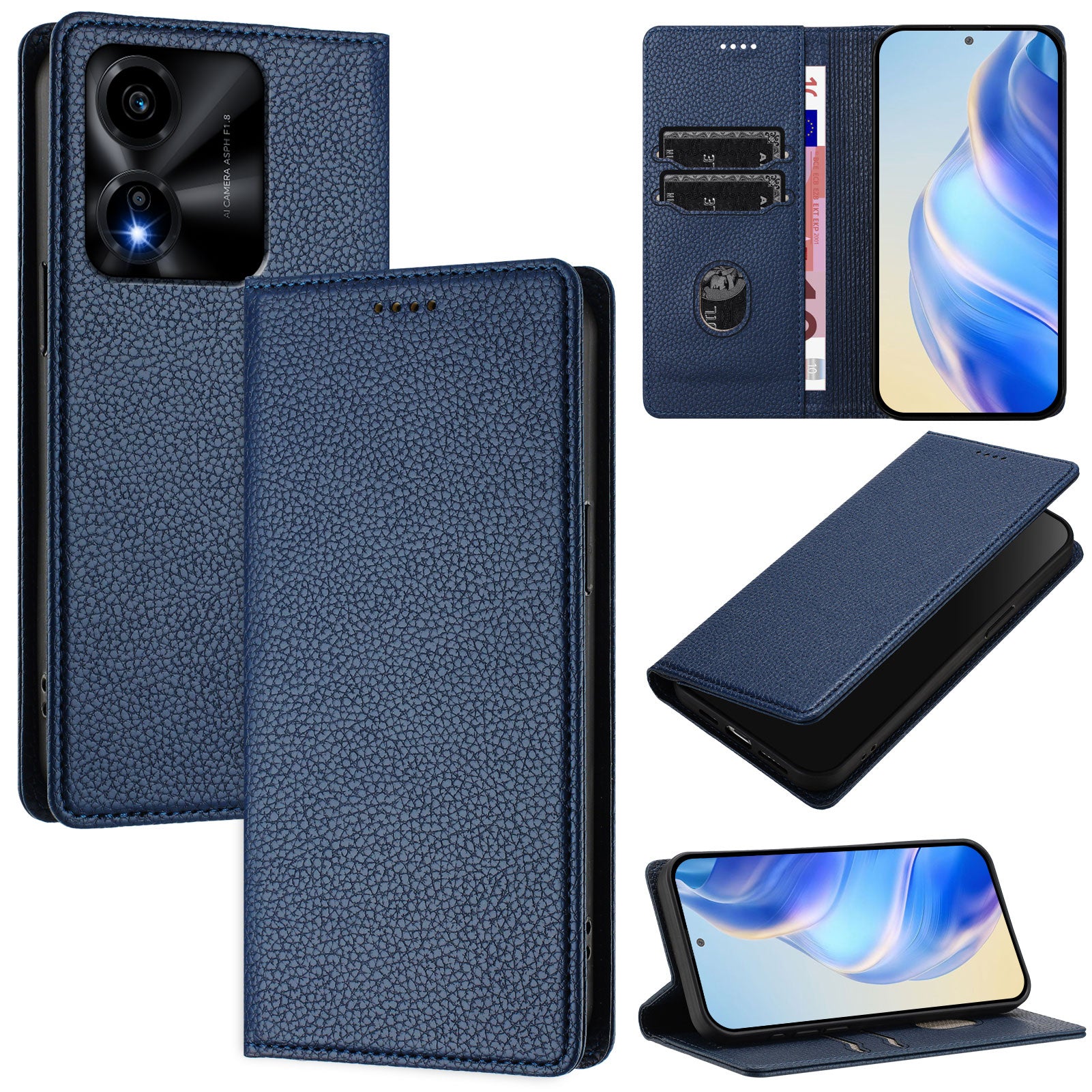 For Honor X5c Plus 4G Wallet Case RFID Blocking Litchi Texture Leather Mobile Cover