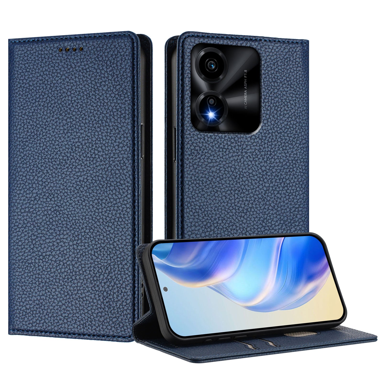 For Honor X5c Plus 4G Wallet Case RFID Blocking Litchi Texture Leather Mobile Cover