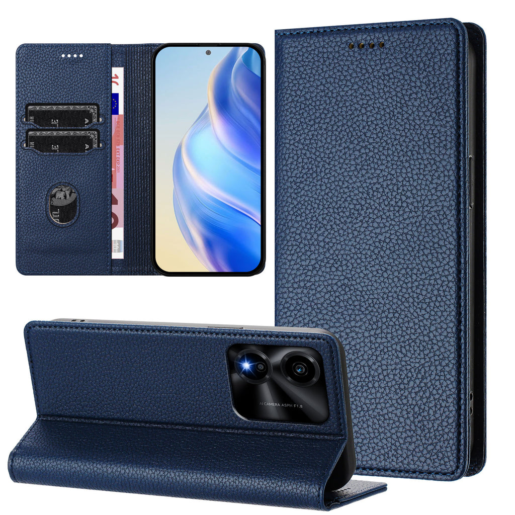 For Honor X5c Plus 4G Wallet Case RFID Blocking Litchi Texture Leather Mobile Cover