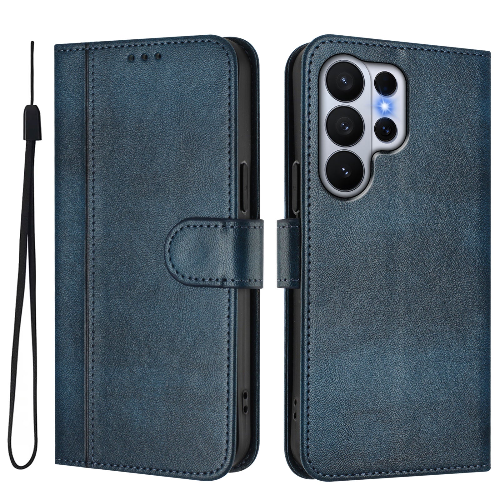 For Samsung Galaxy S26 Ultra Cases Wallet Stand Retro Texture Leather Phone Cover with Lanyard