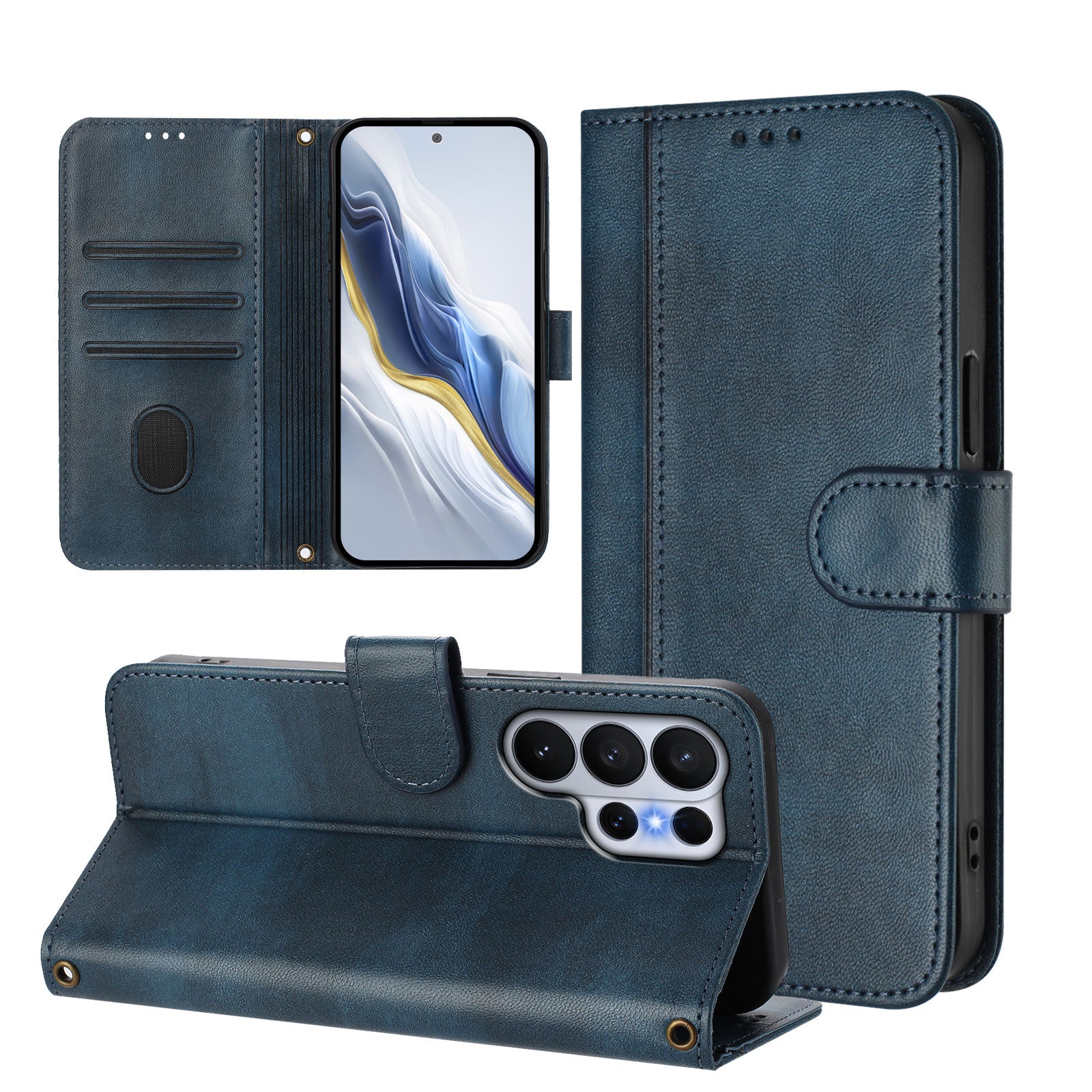 For Samsung Galaxy S26 Ultra Cases Wallet Stand Retro Texture Leather Phone Cover with Lanyard