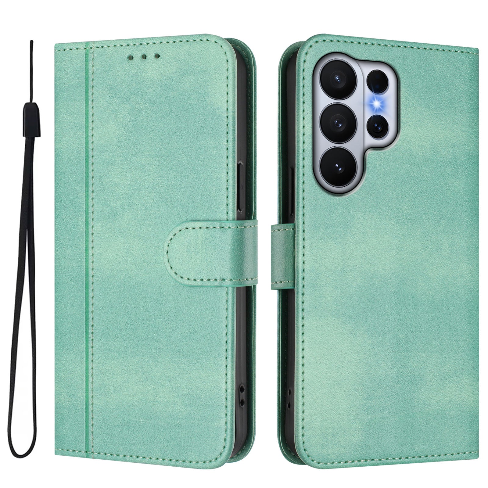 For Samsung Galaxy S26 Ultra Cases Wallet Stand Retro Texture Leather Phone Cover with Lanyard