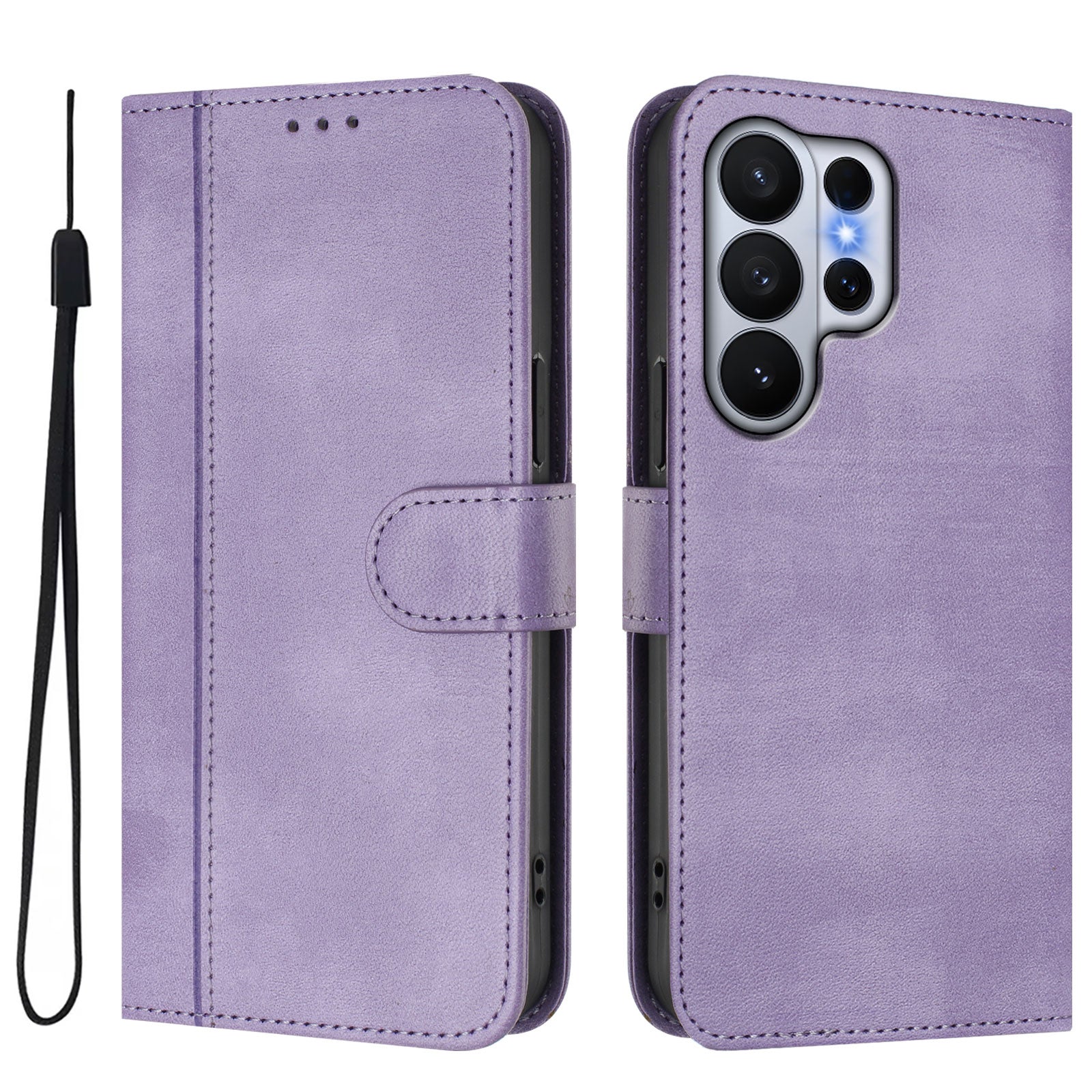 For Samsung Galaxy S26 Ultra Cases Wallet Stand Retro Texture Leather Phone Cover with Lanyard