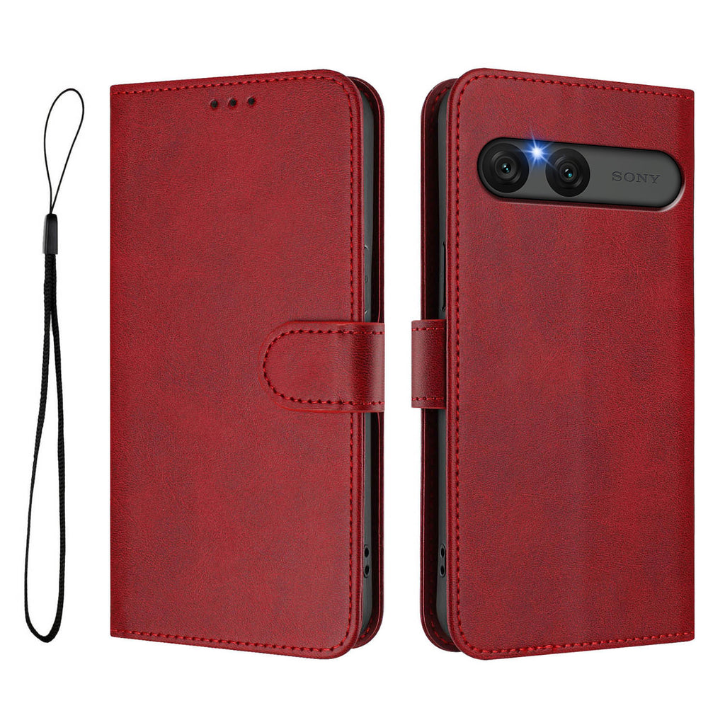 Funda tipo cartera para Sony Xperia 10 VII con bloqueo RFID, fabricada en piel de becerro texturizada, con soporte y correa.
