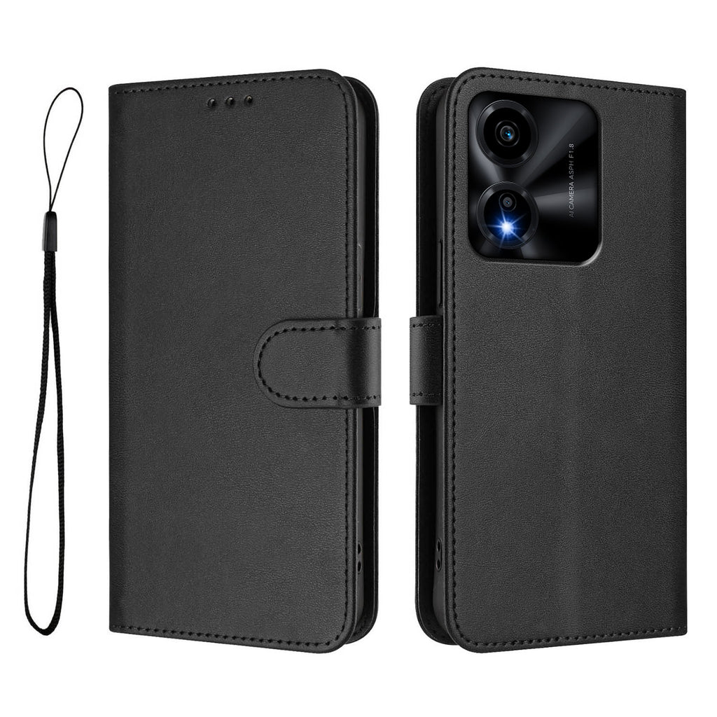 For Honor X5c Plus 4G Wallet Case RFID Blocking Calf Texture Leather Stand Phone Cover with Strap