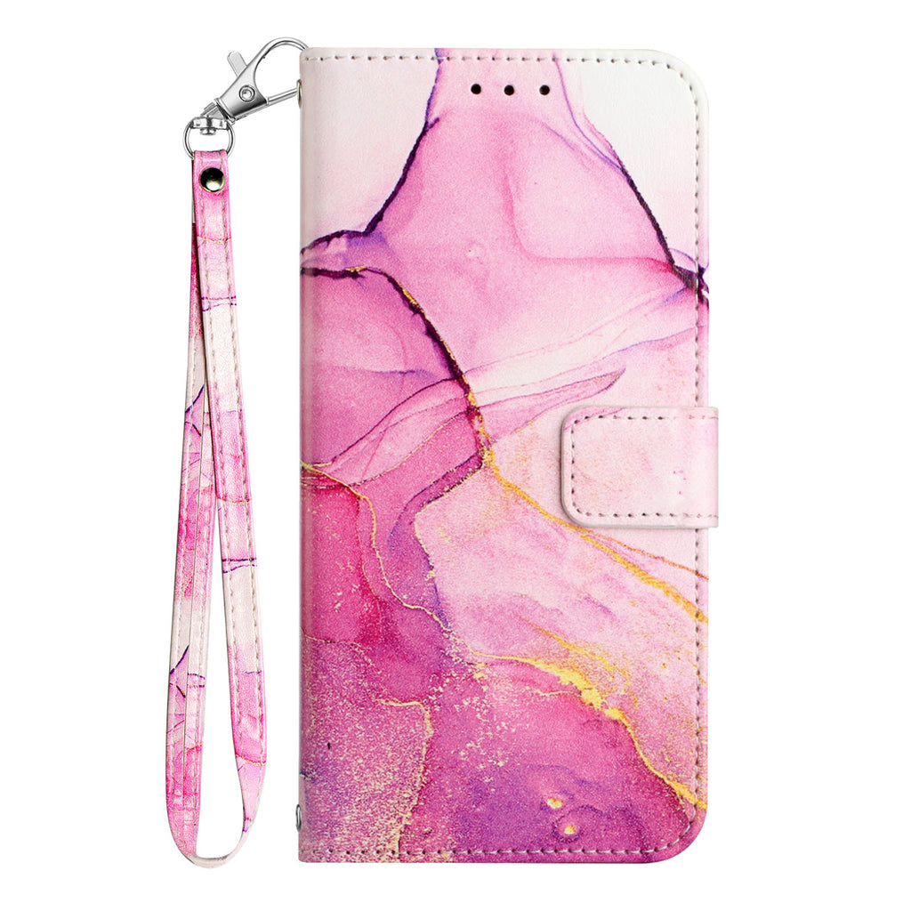 For Sony Xperia 10 VII Case with Strap Marble Pattern Leather Phone Cover Card Holder