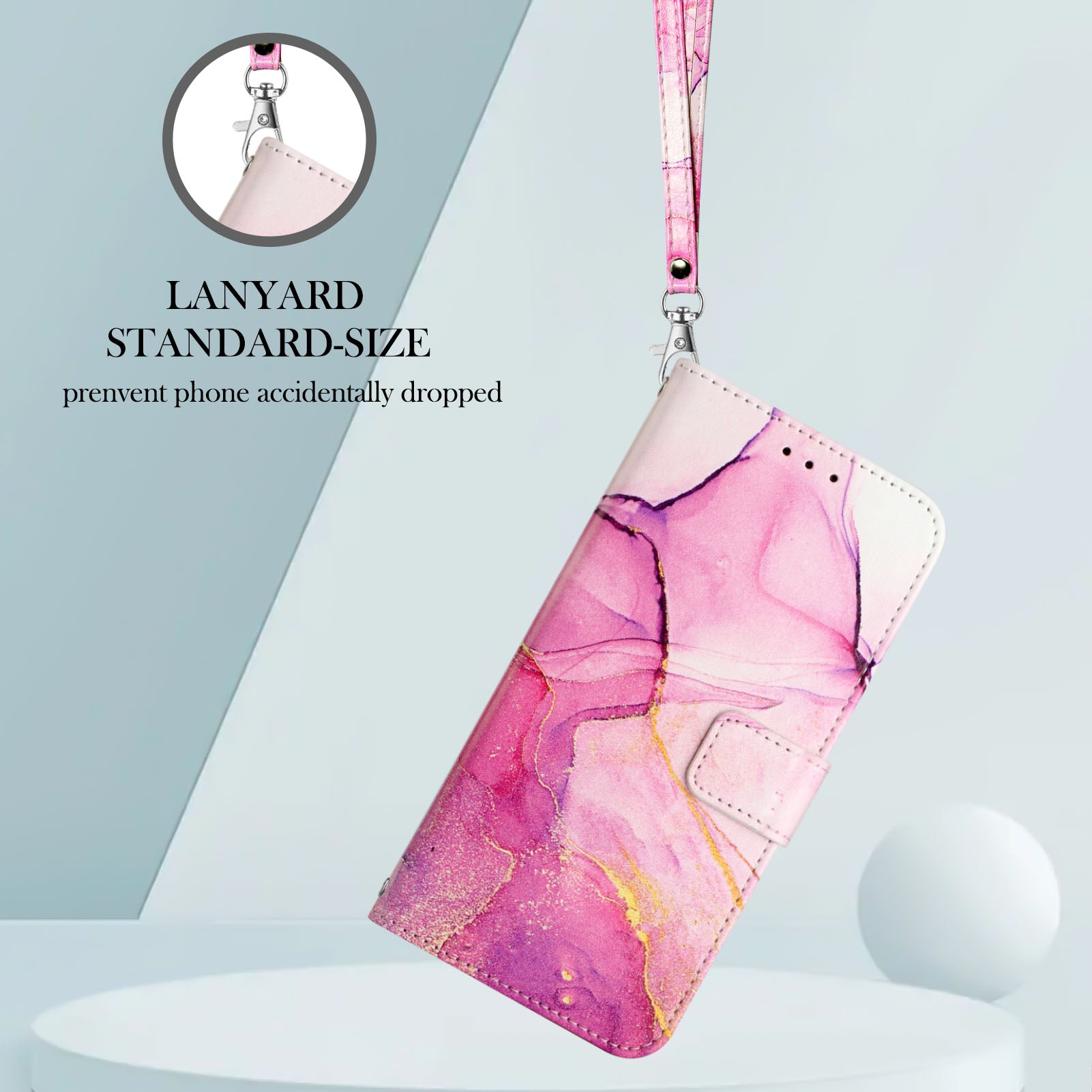 For Sony Xperia 10 VII Case with Strap Marble Pattern Leather Phone Cover Card Holder