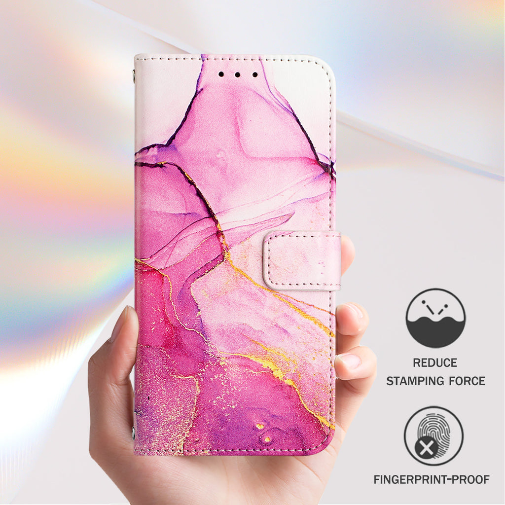 For Sony Xperia 10 VII Case with Strap Marble Pattern Leather Phone Cover Card Holder