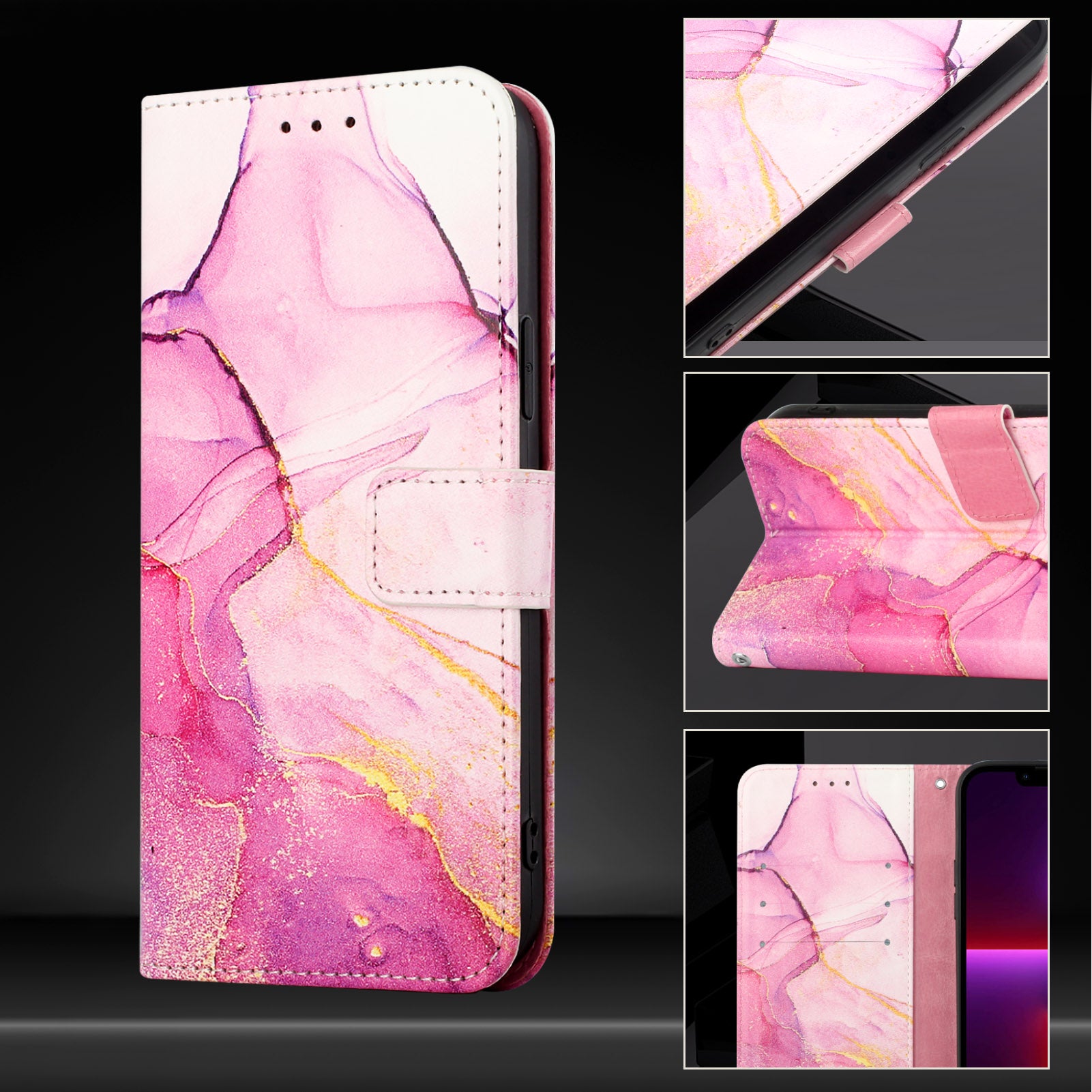 For Samsung Galaxy S26 / S26 Pro Case with Strap Marble Pattern Leather Phone Cover Card Holder