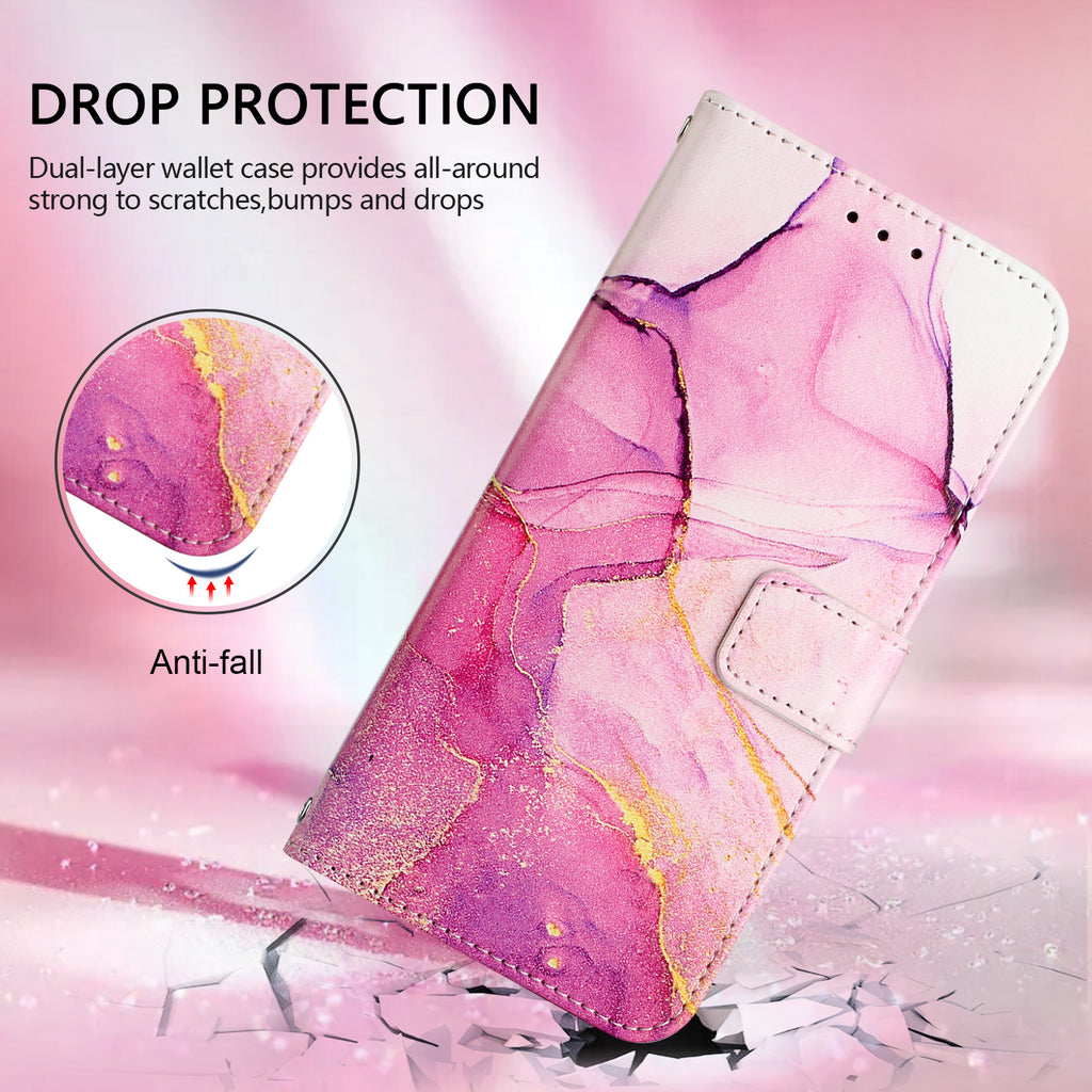 For Samsung Galaxy S26 / S26 Pro Case with Strap Marble Pattern Leather Phone Cover Card Holder