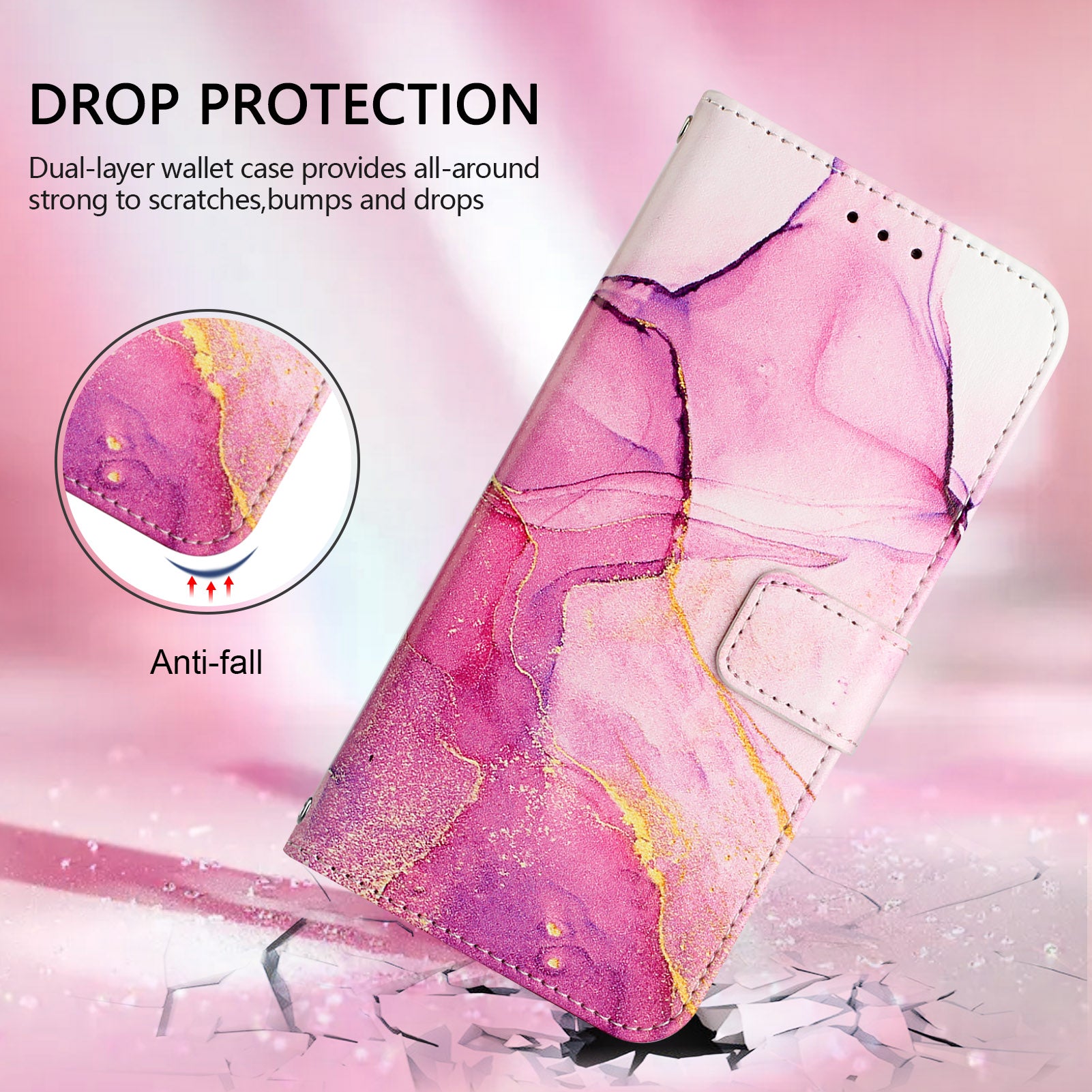 For Samsung Galaxy S26 / S26 Pro Case with Strap Marble Pattern Leather Phone Cover Card Holder