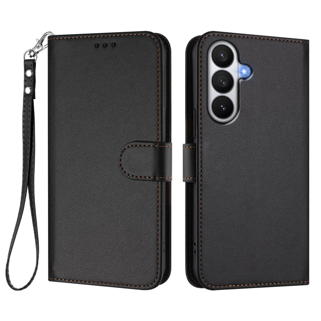 For Samsung Galaxy S26 / S26 Pro Leather Case Wallet Stand Phone Cover with Wrist Strap