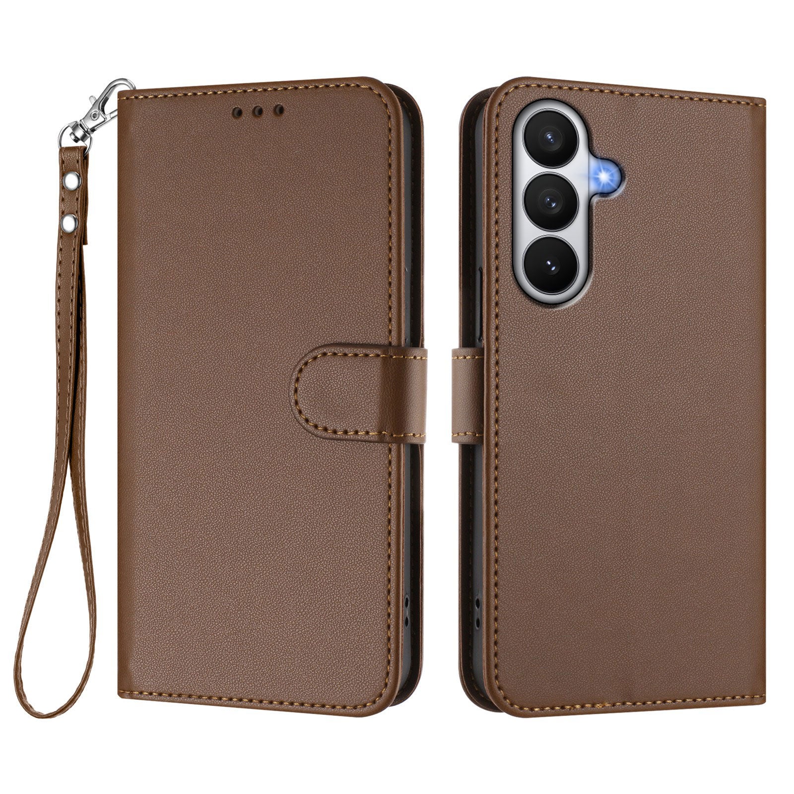For Samsung Galaxy S26 / S26 Pro Leather Case Wallet Stand Phone Cover with Wrist Strap