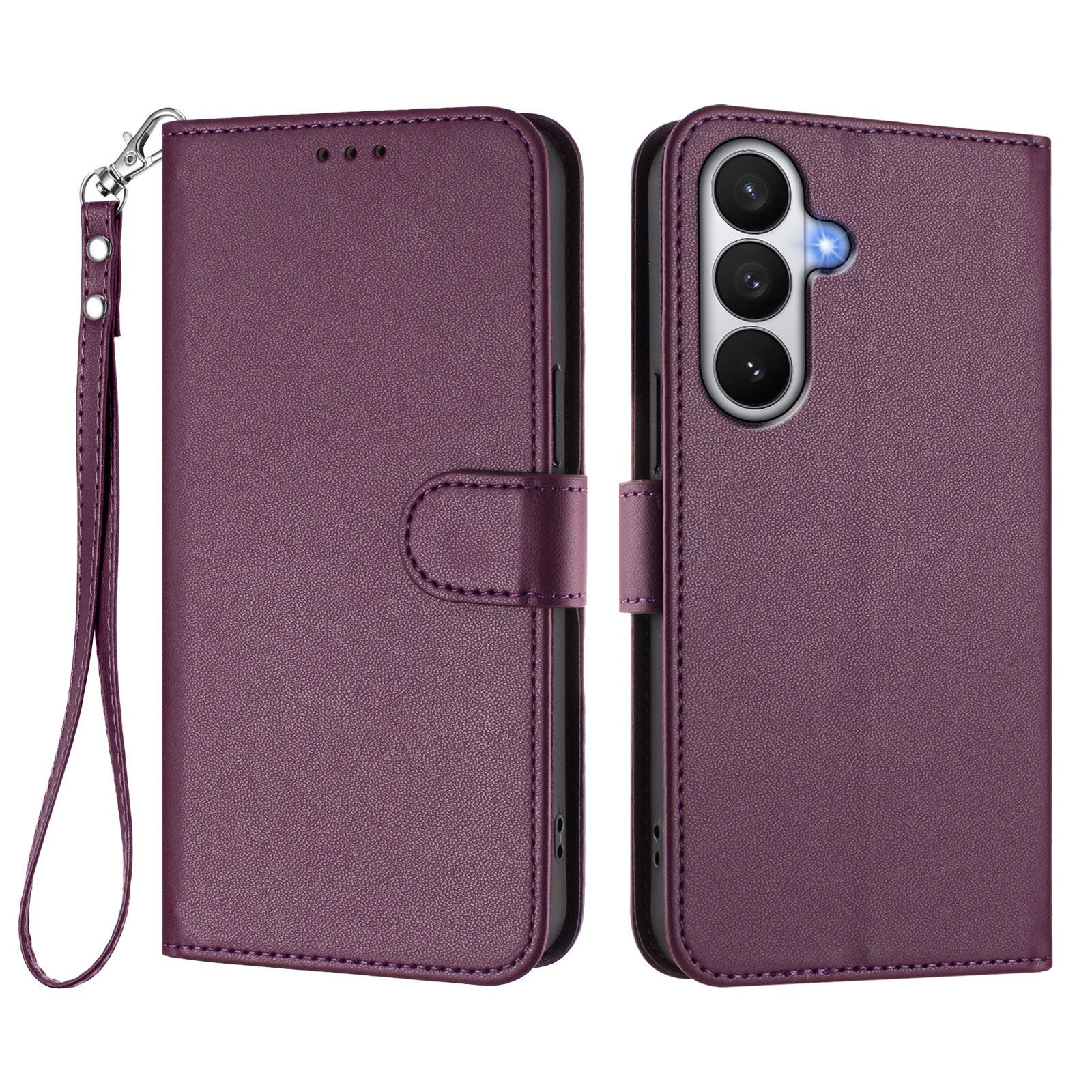For Samsung Galaxy S26 / S26 Pro Leather Case Wallet Stand Phone Cover with Wrist Strap