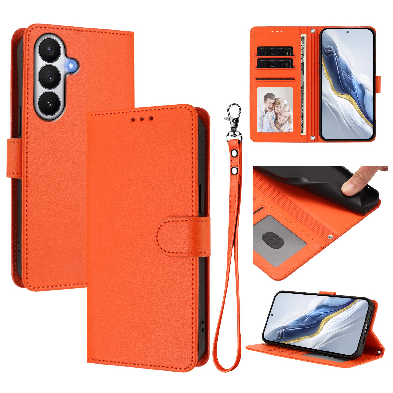 For Samsung Galaxy S26 / S26 Pro Leather Case Wallet Stand Phone Cover with Wrist Strap