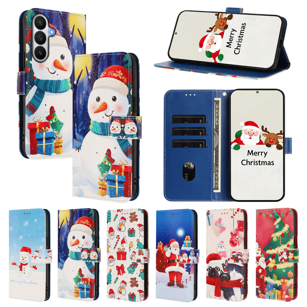 For Samsung Galaxy S26 / S26 Pro Wallet Case Christmas Pattern Printing Leather Phone Cover with Lanyard