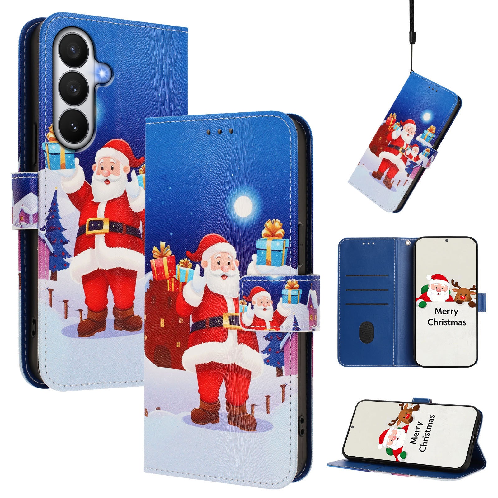 For Samsung Galaxy S26 / S26 Pro Wallet Case Christmas Pattern Printing Leather Phone Cover with Lanyard
