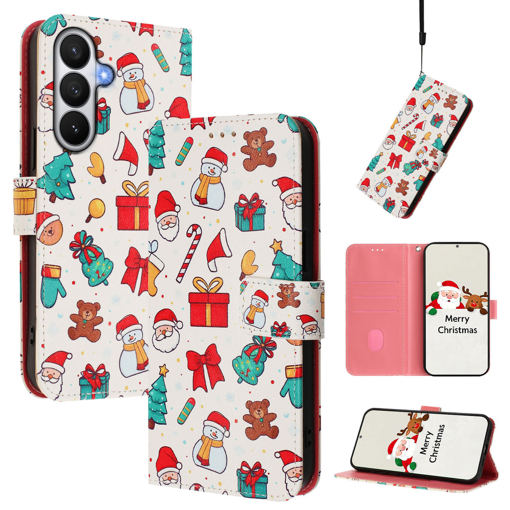 For Samsung Galaxy S26 / S26 Pro Wallet Case Christmas Pattern Printing Leather Phone Cover with Lanyard
