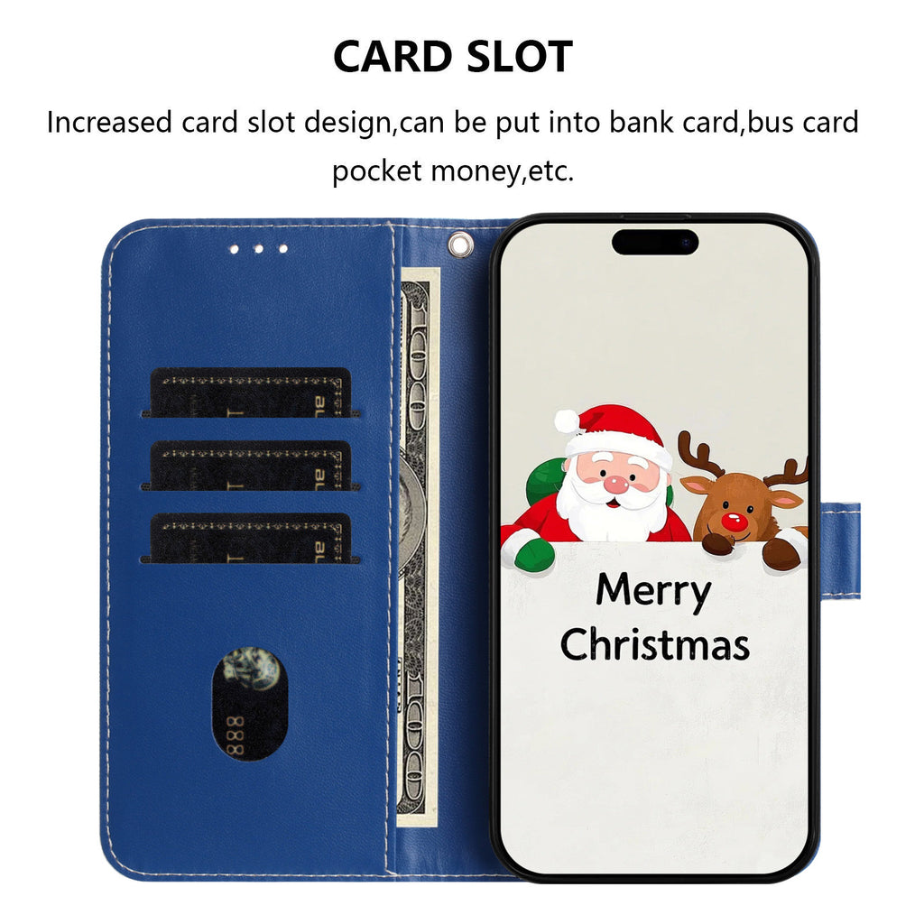 For Samsung Galaxy S26 Ultra Wallet Case Christmas Pattern Printing Leather Phone Cover with Lanyard