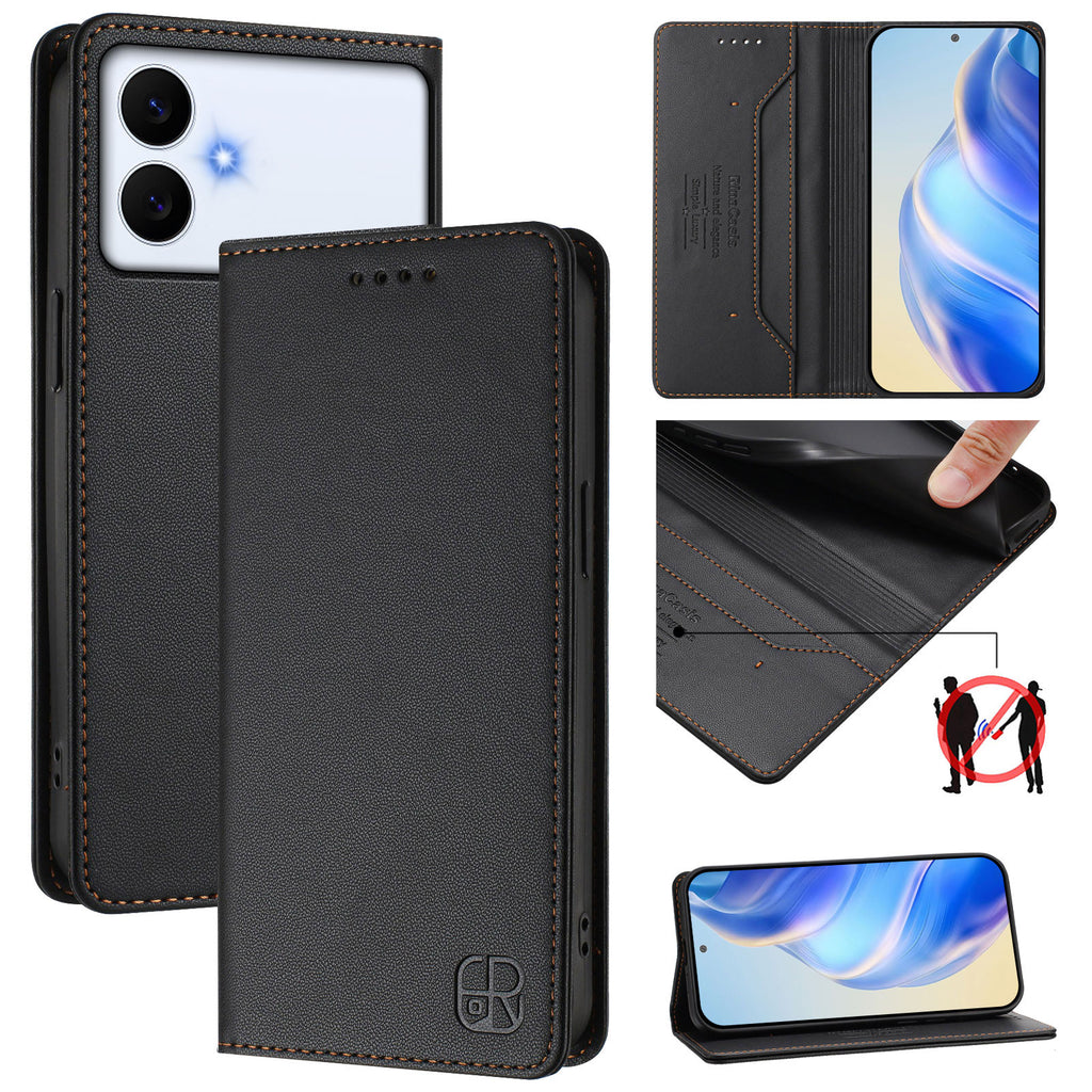 For Samsung Galaxy S26 Edge Leather Case RINACASIS RC01 Phone Cover with RFID Blocking Wallet Stand