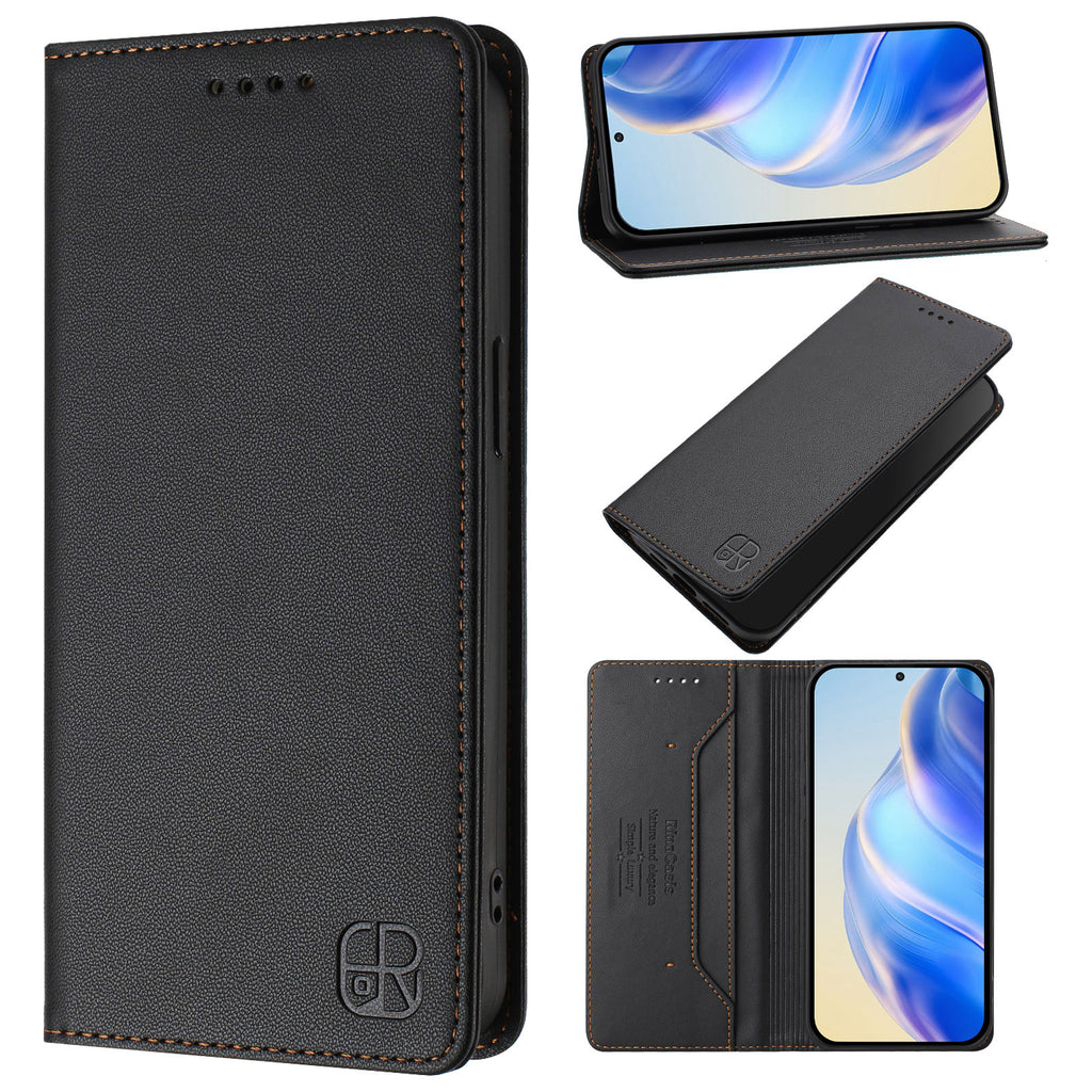 For Samsung Galaxy S26 Edge Leather Case RINACASIS RC01 Phone Cover with RFID Blocking Wallet Stand