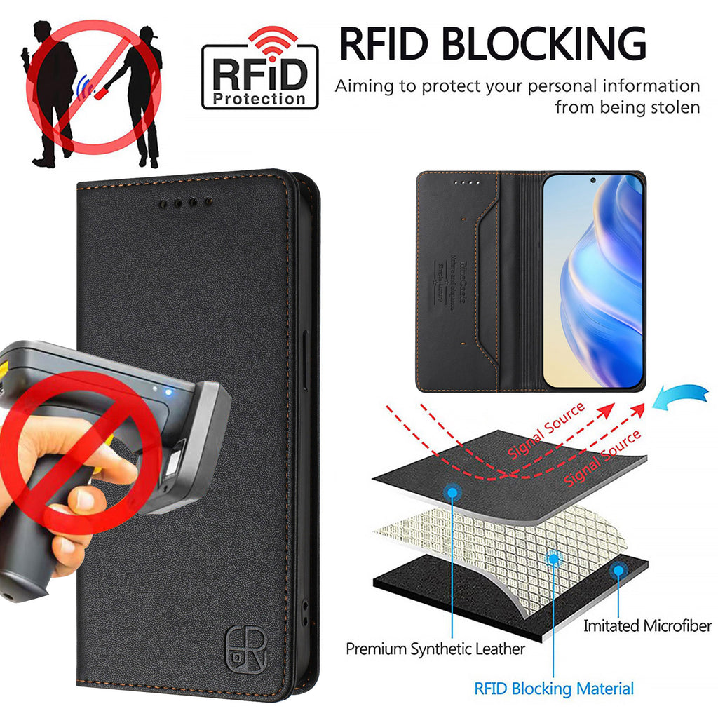 For Samsung Galaxy S26 Edge Leather Case RINACASIS RC01 Phone Cover with RFID Blocking Wallet Stand