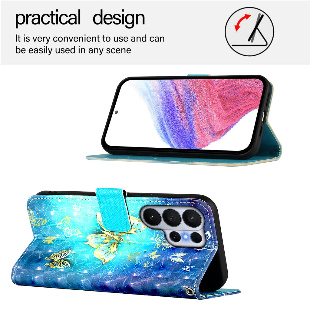 For Samsung Galaxy S26 Ultra Leather Case Pattern Printing Wallet Stand Mobile Cover with Strap