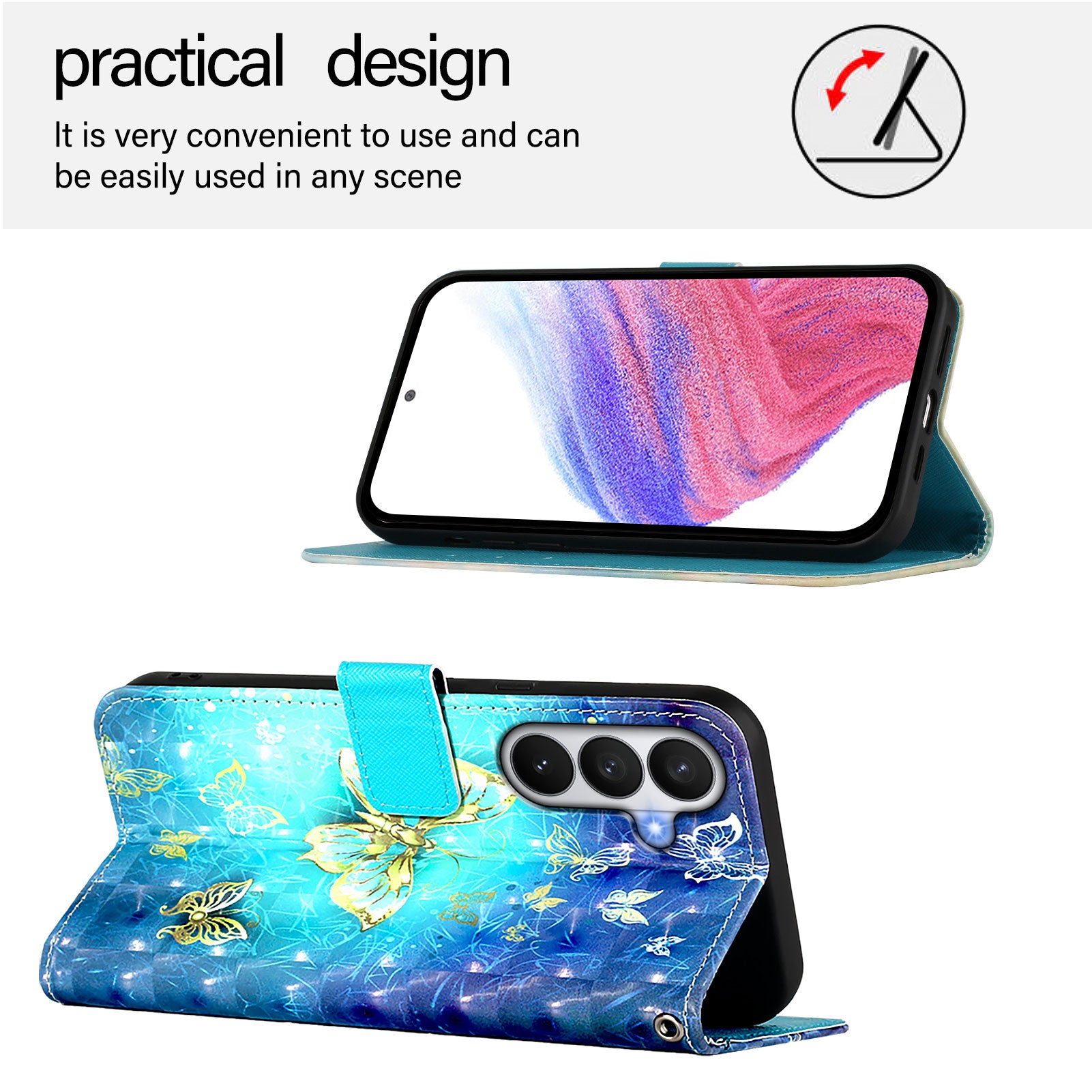 For Samsung Galaxy S26 / S26 Pro Leather Case Pattern Printing Wallet Stand Mobile Cover with Strap
