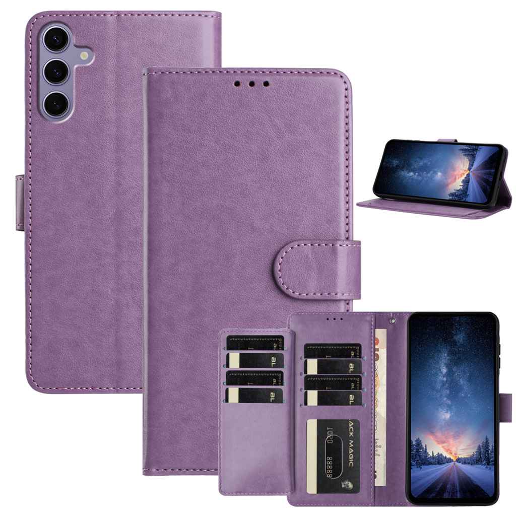 For Samsung Galaxy S24+ Wallet Phone Case Stand PU Leather Folio Flip Cover with 8 Card Slot