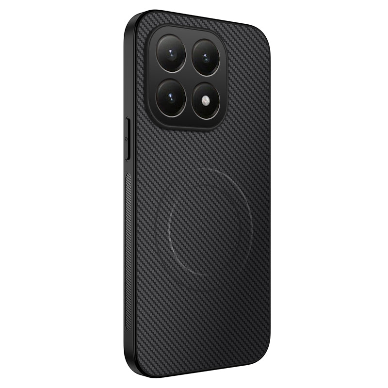 For Xiaomi 15T Case Compatible with MagSafe WANLONFENG TQ Series Carbon Fiber Texture PC TPU Phone Cover