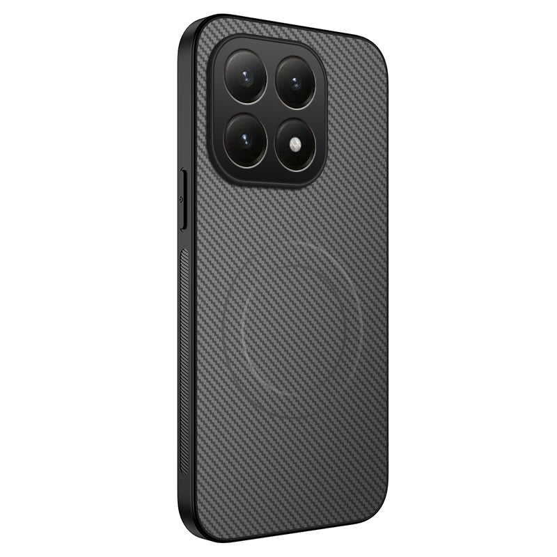 For Xiaomi 15T Case Compatible with MagSafe WANLONFENG TQ Series Carbon Fiber Texture PC TPU Phone Cover