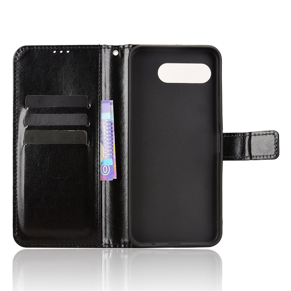 For T-Mobile T Phone 3 / T-Mobile REVVL 8 PU Leather Case with Strap Crazy Horse Texture Phone Wallet Cover