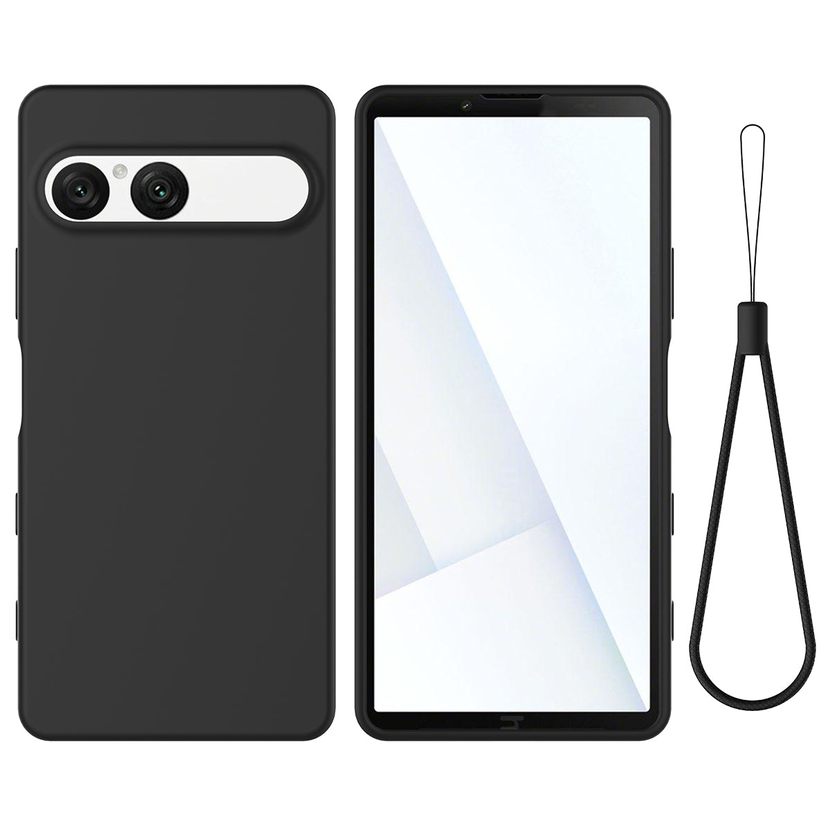 For Sony Xperia 10 VII Liquid Silicone Case Phone Back Cover with Hand Strap