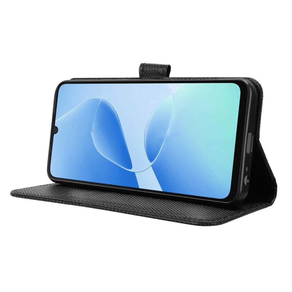 For TECNO Spark Go 5G Leather Wallet Case with Strap Diamond Texture Phone Cover