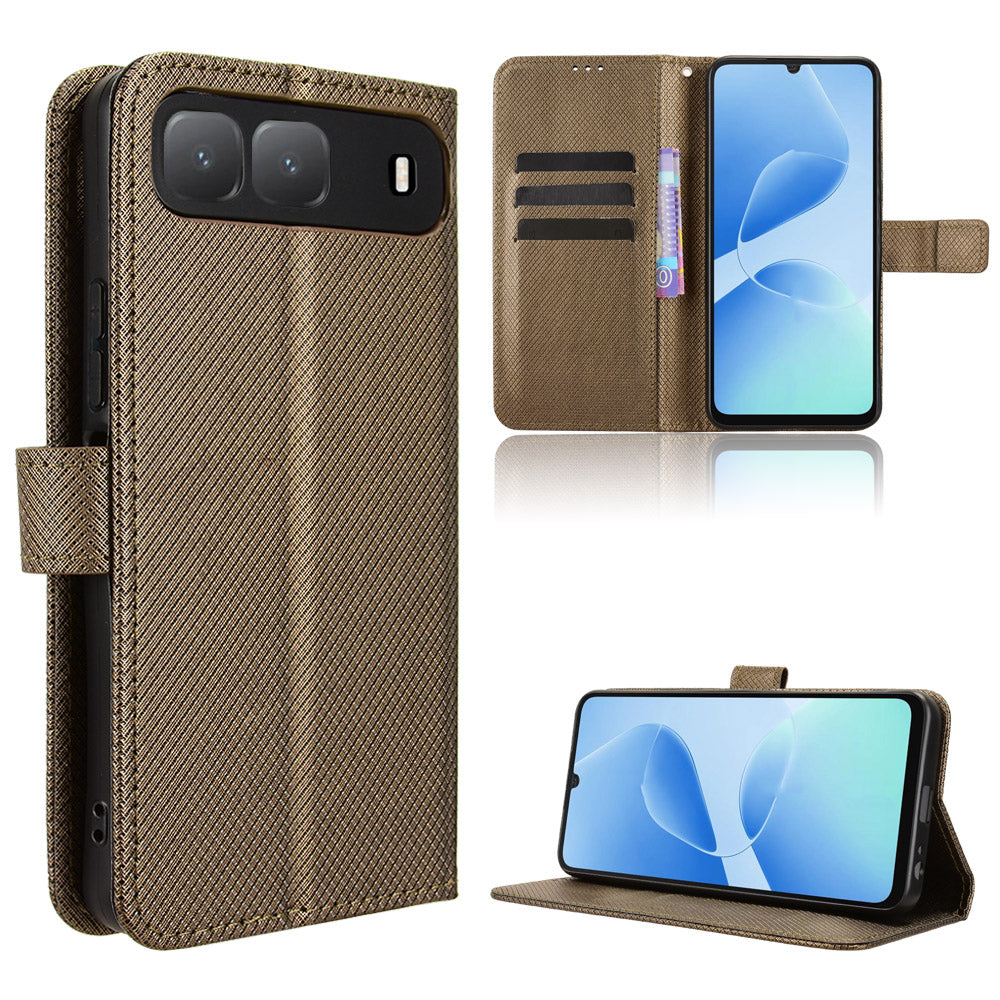 For TECNO Spark Go 5G Leather Wallet Case with Strap Diamond Texture Phone Cover