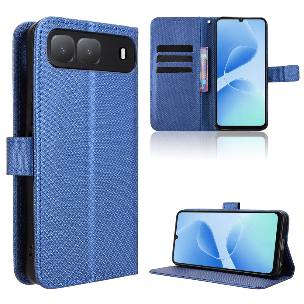 For TECNO Spark Go 5G Leather Wallet Case with Strap Diamond Texture Phone Cover