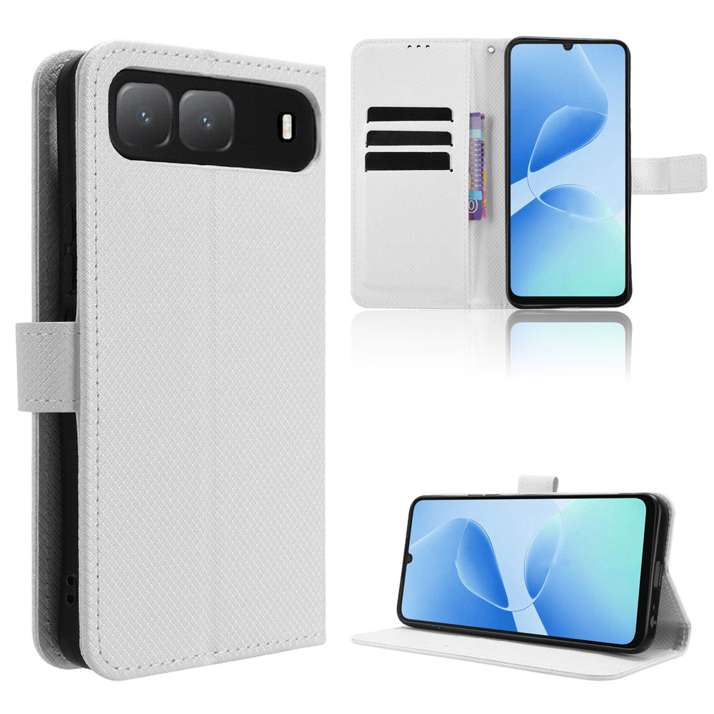 For TECNO Spark Go 5G Leather Wallet Case with Strap Diamond Texture Phone Cover