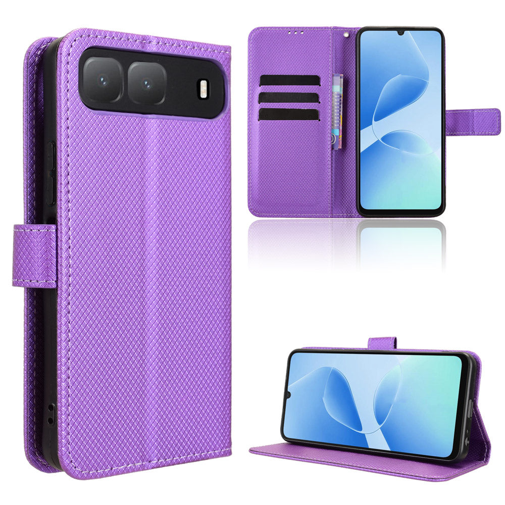 For TECNO Spark Go 5G Leather Wallet Case with Strap Diamond Texture Phone Cover