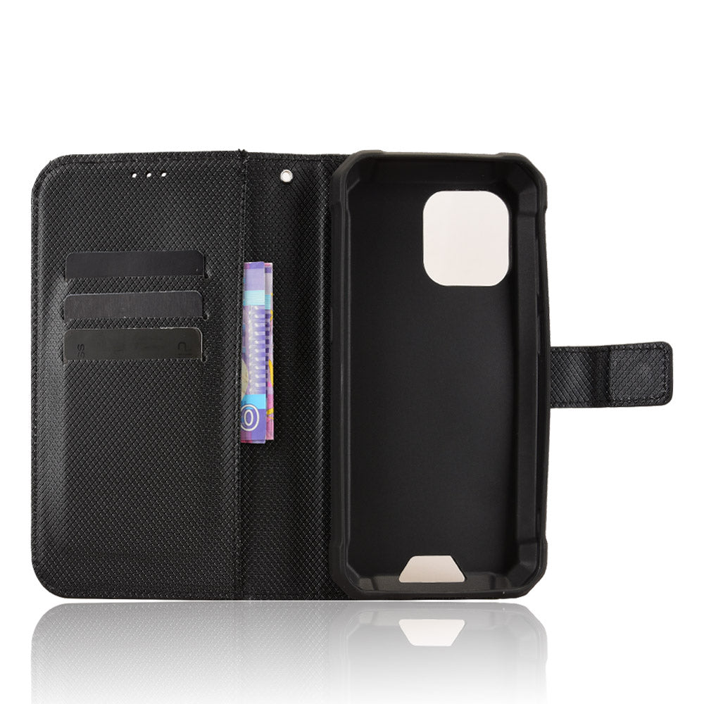 For Blackview BV5300 Pro / Blackview BV5300 Plus / Oscal S70 / Oscal S70 Pro / Blackview BV5300 Leather Wallet Case with Strap Diamond Texture Phone Cover