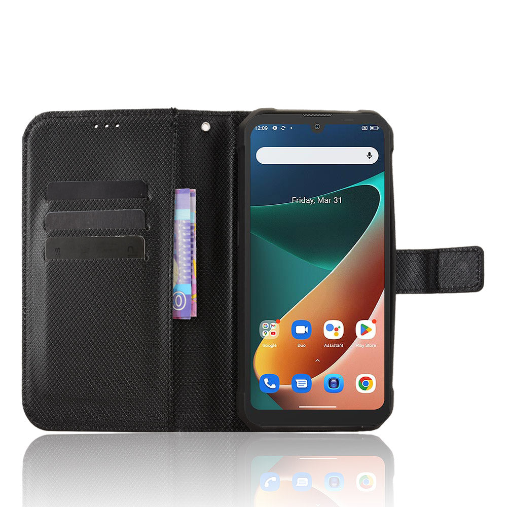 For Blackview BV5300 Pro / Blackview BV5300 Plus / Oscal S70 / Oscal S70 Pro / Blackview BV5300 Leather Wallet Case with Strap Diamond Texture Phone Cover