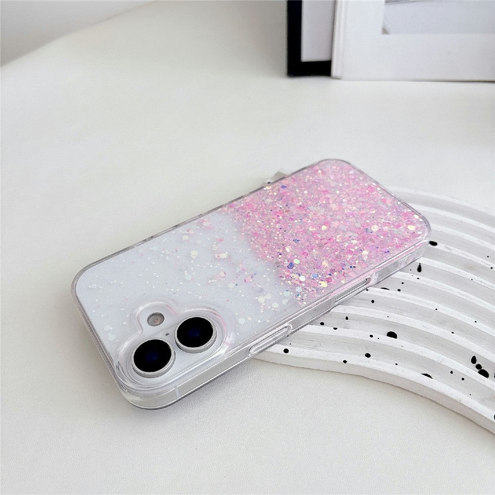 For iPhone 17 Case Sparkle Sequins Luminous Epoxy TPU Phone Cover